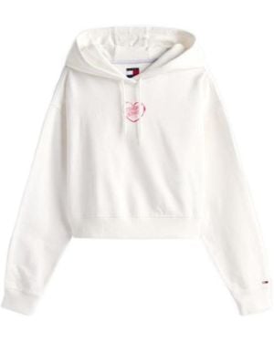 Tommy Hilfiger Relaxed Cropped Graphic Hoody - White