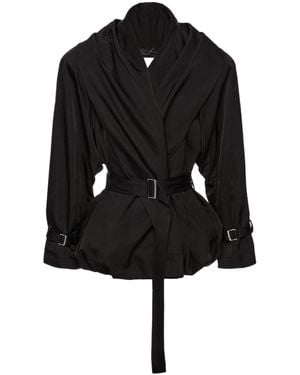 Magda Butrym Draped Collar Cotton-Silk Blend Jacket - Black