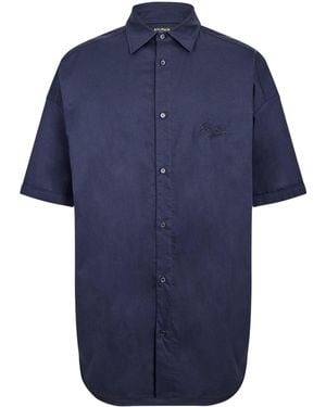 Balmain Short Sleeve Plain Shirt - Blue