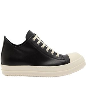 Rick Owens Low Leather Sneakers - Black
