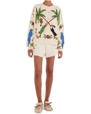 FARM Rio Bird-Embroidered Sweatshirt - White