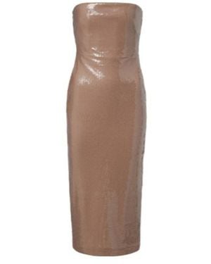 Alex Perry Sequined Strapless Midi Dress - Brown