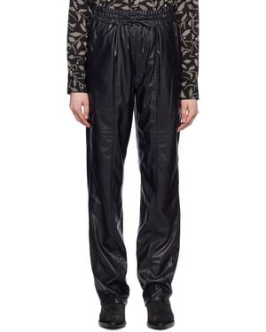 Isabel Marant Faux-Leather Straight Trousers - Black