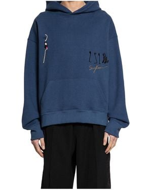 Song For The Mute Long-Sleeved Hooded Sweatshirt - Blue