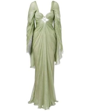 Maria Lucia Hohan Cassandra Caped Silk Muslin Gown - Green
