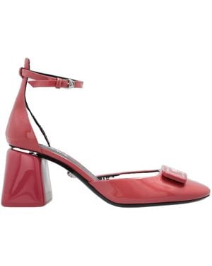 Versace Logo-Printed Round-Toe Pumps - Pink