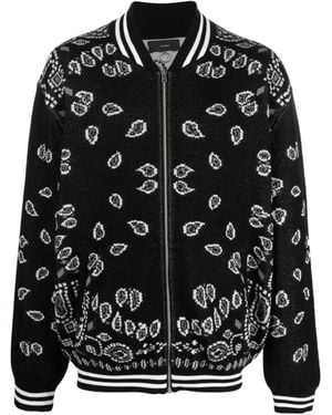Alanui Bandana Piquet Cotton Bomber Jacket - Black