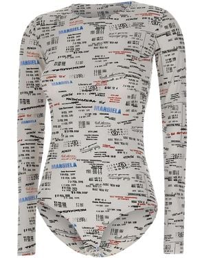 MM6 by Maison Margiela Long Sleeve Printed Bodysuit - Gray