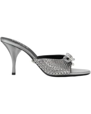 Versace Opera Bow Embellished Mules - White