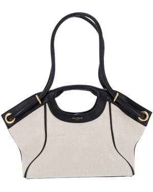 Balmain Contrast Trim Tote Bag - Natural