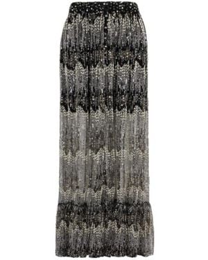 Rabanne Sequin-Embellished Faux-Pearl Long Skirt - Grey