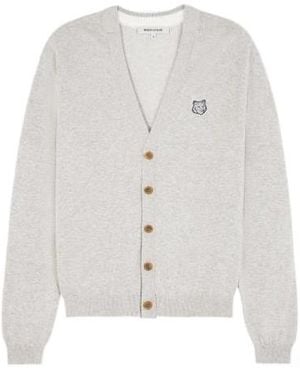 Maison Kitsuné Maison Kitsun Bold Fox Head Patch Regular Cardigan - White