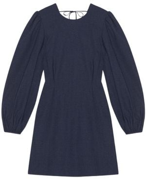 Ganni Drapey Melange Open Back Mini Dress - Blue