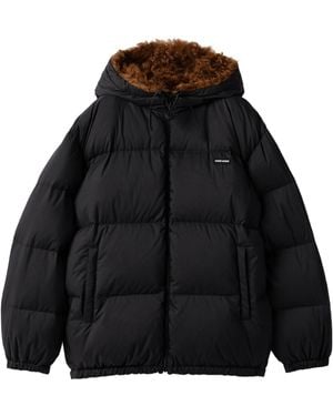 Miu Miu Technical Pongé And Mohair Down Jacket - Black