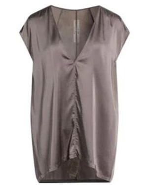 Rick Owens Solid-Color Satin Short-Sleeved Top - Brown