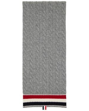 Thom Browne Cable Knit Wool Scarf - Gray