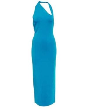 Galvan London Artemis Cutout Halterneck Midi Dress - Blue