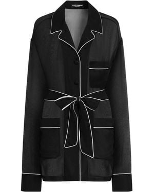 Dolce & Gabbana Vanity Belted Sheer Shirt - Black