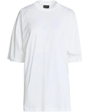 Balenciaga Loose-Fitting Solid Color Printed T-Shirt - White