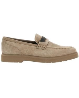 Brunello Cucinelli Embellished Almond Toe Loafers - Grey