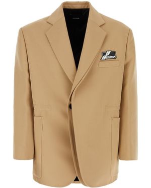 we11done Logo Patch Twill Blazer - Natural