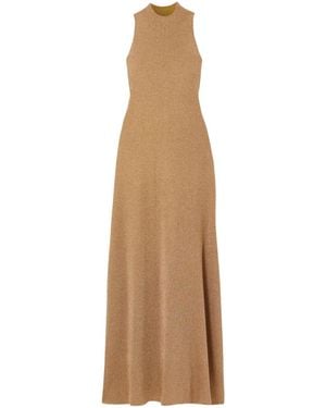 Altuzarra Mitzi Metallic Knitted Turtleneck Midi Dress - Natural