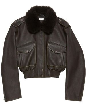 Acne Studios Leather Bomber Jacket - Black