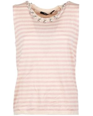 Seventy Embellished Striped Tank Top - Pink