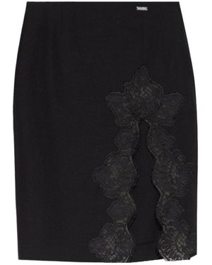 DSquared² Lace-Detailed Front-Slit Skirt - Black