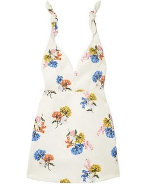 Emilia Wickstead Vero Bow-Detailed Floral-Print Faille Dress - White