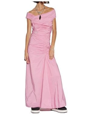 DSquared² Ruched Off-Shoulder Maxi Dress - Pink