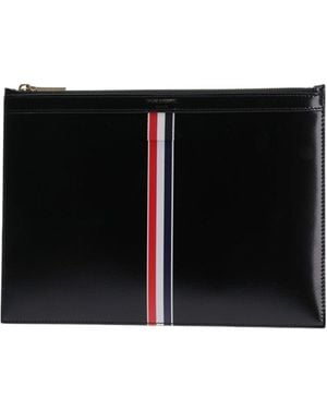 Thom Browne Zippered Striped Clutch - Black