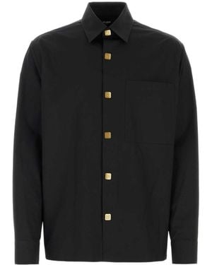 Balmain Logo Buttoned Poplin Shirt - Black