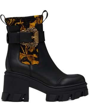 Versace Jeans Couture Buckle-Detail Platform Boots - Black