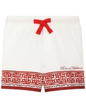 Dolce & Gabbana Majolica-Print Double Piqué Bermuda Shorts - Red