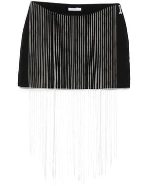 Patrizia Pepe Rhinestone-Embellished Fringe Mini Skirt - Black