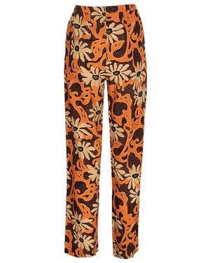 Nanushka Floral Printed Wide-Legged Trousers - Orange