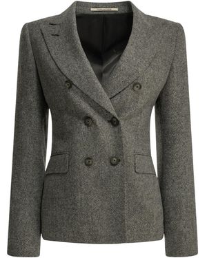 Tagliatore Double-Breasted Herringbone Blazer - Black