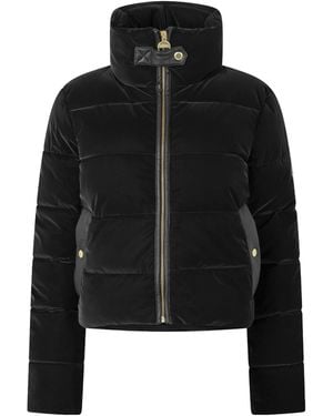 Barbour Cropped Velvet Puffer Jacket - Black