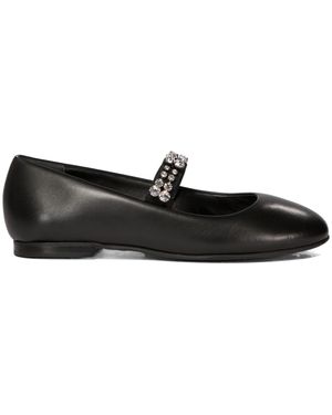 Casadei Embellished Round Toe Ballerinas - Black