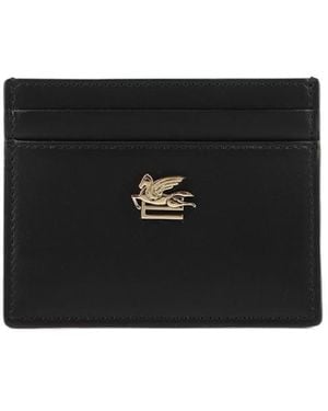 Etro Leather Credit Card Holder With Pegaso - Black