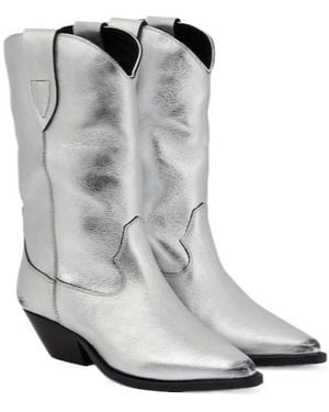 Isabel Marant Duerto Metallic Leather Cowboy Boots - Gray