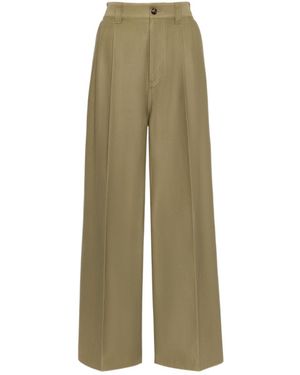 Maison Margiela Wide-Leg Pleated Trousers - Green