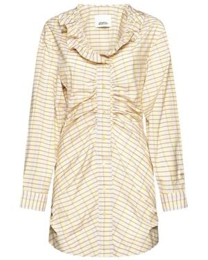 Isabel Marant Coral Check Silk And Cotton Dress - Natural