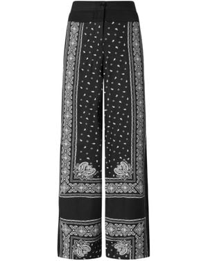 Pinko Spirito Bandana Printed Lightweight Wide-Leg Pants - Gray