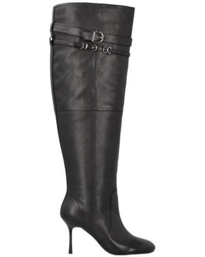 Pinko Leather Knee-Length Boots - Black