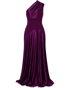 Solace London Gabriela Pleated Satin Gown - Purple