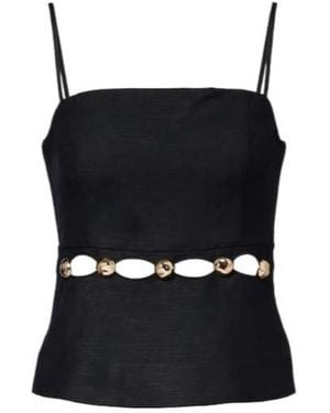 Jonathan Simkhai Cutout Embellished Linen-Blend Camisole - Black