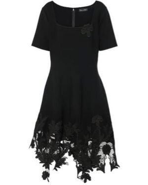 Oscar de la Renta Lace-Trimmed Knitted Minidress - Black