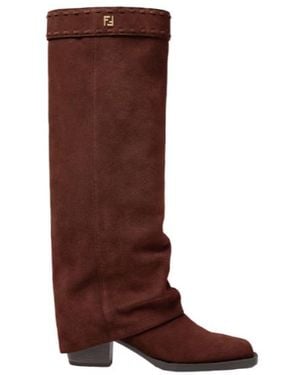 Fendi Minerva Square-Toe Boots - Brown